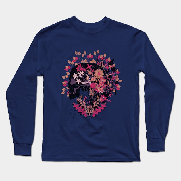 Blooming Skull Long Sleeve T-Shirt by Liesl Weppen